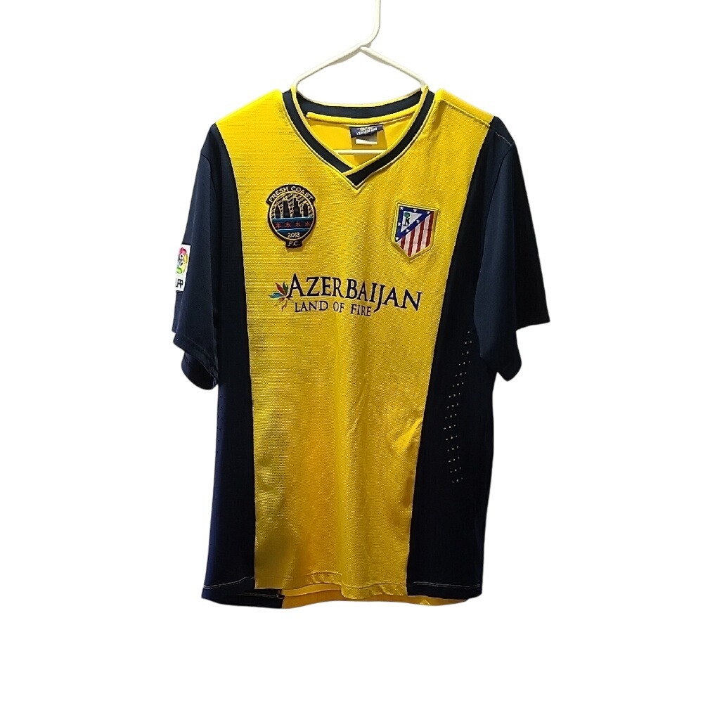 Fresh Coast 2013 Atletico Madrid‎ Yellow and Black Soccer Jersey Men's XXL